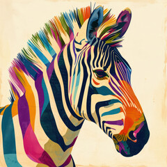 Abstract Zebra: A Wild Striped Head in Exotic Africa