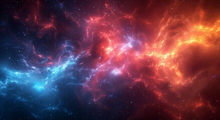 Vibrant celestial hues illuminate the endless expanse of the universe, as ethereal nebulae dance among the stars and constellations in the galactic tapestry of the milky way - obrazy, fototapety, plakaty