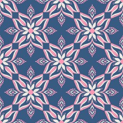 Fototapeta na wymiar kat Flower Pattern Ethnic Geometric native tribal boho motif aztec textile fabric carpet mandalas African