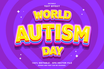 World Autism Day 3D Editable Text Effect Template Style Premium Vector
