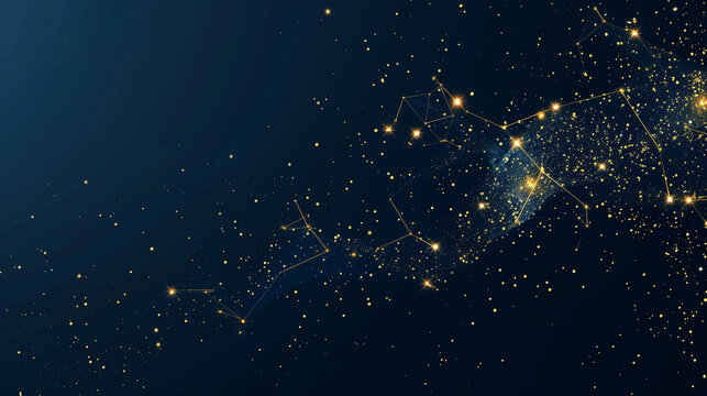 Celestial Constellations - Star Map on Navy Blue