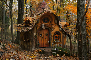 Fototapeta premium spooky house standing in a forest. Generative AI