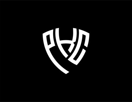 PKC creative letter shield logo design vector icon illustration