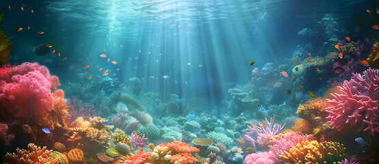 Fototapeta na wymiar coral reef and fishes. Generative AI