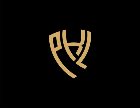 PKL creative letter shield logo design vector icon illustration