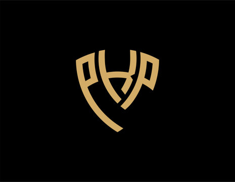 PKP creative letter shield logo design vector icon illustration