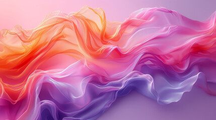 Texture of delicate ribbons of pink purple and orange paint intertwining in a fluid dancelike motion.