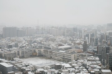 view of the city in winter	