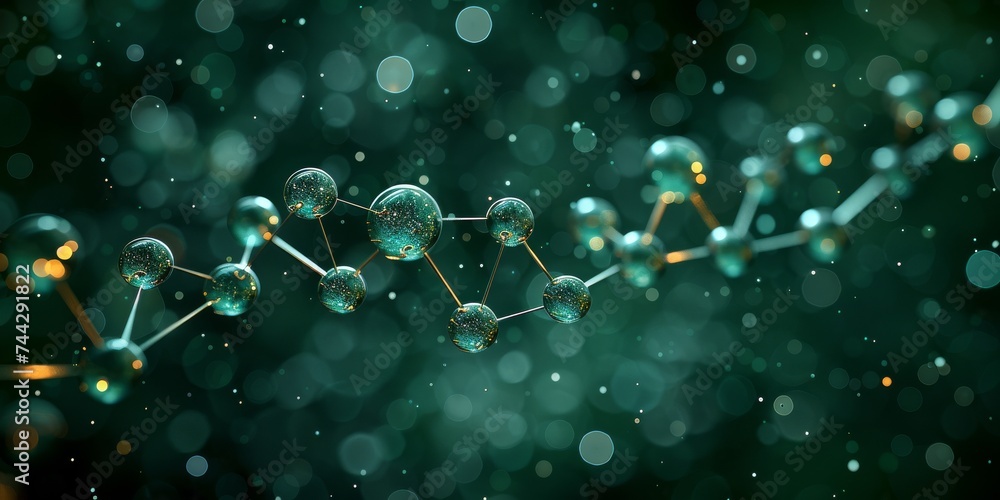 Aufkleber a mesmerizing view of a molecule, with its intricate structure illuminated by soft bubbles of light