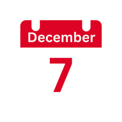 December 7 Calendar Day or Calendar Date for Deadlines / Appointment On a clear transparent background