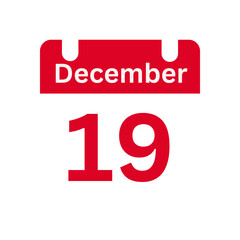 December 19 Calendar Day or Calendar Date for Deadlines / Appointment On a clear transparent background