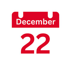 December 22 Calendar Day or Calendar Date for Deadlines / Appointment On a clear transparent background