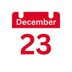 December 23 Calendar Day or Calendar Date for Deadlines / Appointment On a clear transparent background