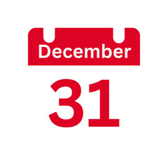 December 31 Calendar Day or Calendar Date for Deadlines / Appointment On a clear transparent background
