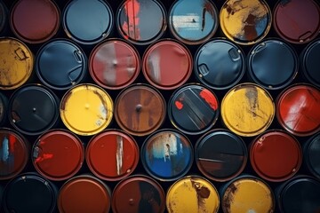 A large quantity of oil barrel containers ready to ship out.
