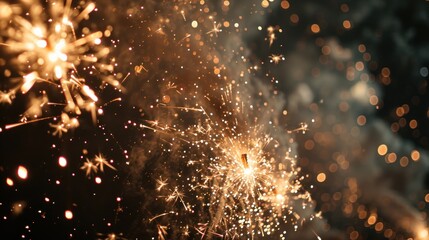 Beautiful fireworks show background to celebrate Chinese lunar new year. - obrazy, fototapety, plakaty