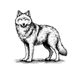 Eastern Timber Wolf hand drawn vintage vector illustration