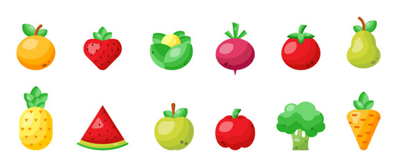 Set of flat design fruits and vegetables