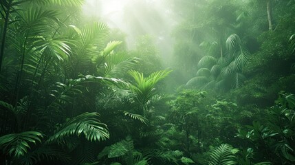Fototapeta na wymiar Prehistoric forest jungle with giant trees.