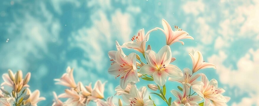 Perfect romantic pastel colored nature background for spring or summer Lily flowers
