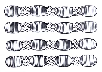  Drawing of ovals and wavy lines in black ink on white paper © vali_111