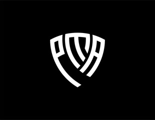PMA creative letter shield logo design vector icon illustration