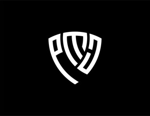 PMJ creative letter shield logo design vector icon illustration
