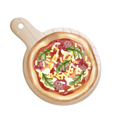 Pepperoni Rocket vegetable tomato pizza
