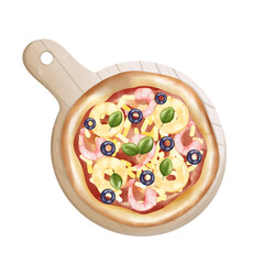 pineapple shrimp black olives pizza