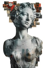 Venera statue collage: modern art featuring contemporary interpretations of venera statues, a fusion of sculpture and collage techniques, presenting innovative and expressive compositions