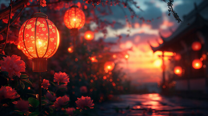 Obraz na płótnie Canvas red lantern at night