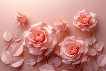 paper pink roses background