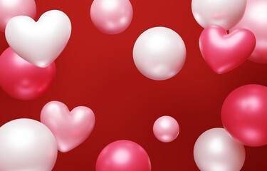 3D背景素材_ハート_赤