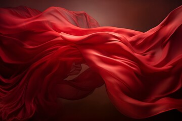 Red silk texture background. Fabric design. Generate Ai