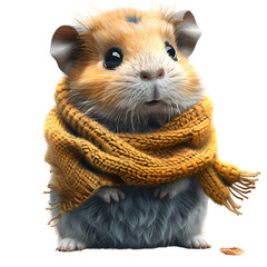 A 3D animated cartoon render of a cute guinea pig in a stylish sweater.