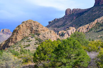 Mountains of the Chisos Basin, in Big Bend National Park, in southwest Texas.