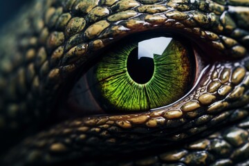 Reptilian eye closeup. Animal wildlife. Generate Ai