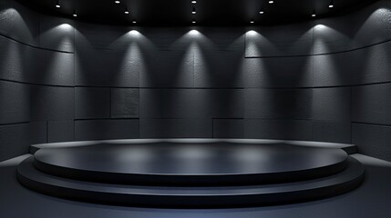Product showcase with highlights. Black studio room background. Use as a montage for product displays - generative ai