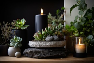 Succulent Fireplace Side Table: Embracing Biophilic Design in Home Interiors
