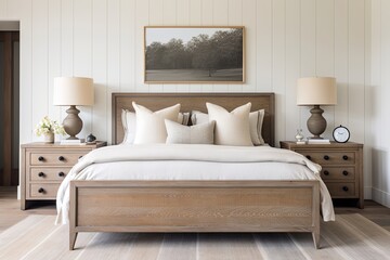 Dark Wood Coastal Bedroom Vibe - Wooden Dresser Design with Sunny Elements
