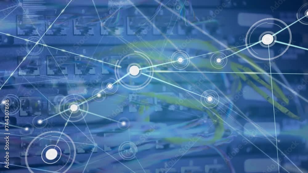 Poster animation of network of connections over computer servers