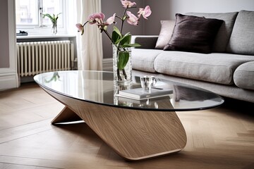 Top Glass Coffee Table Decor Ideas for Scandinavian Living Room with Wooden Floor Centerpiece