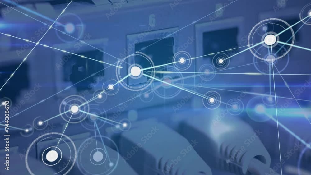 Poster animation of network of connections over computer servers