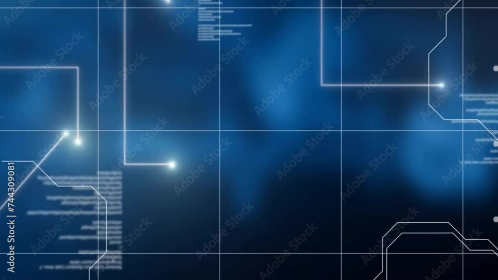 Aufkleber animation of financial data processing over dark background