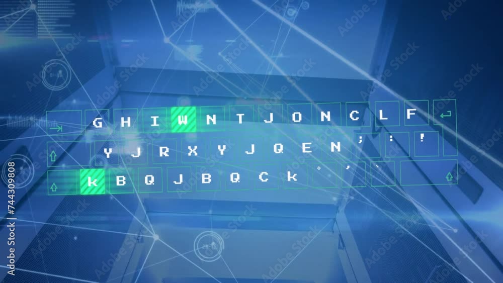Poster animation of digital data processing over computer servers