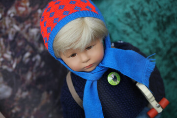 Old retro kinds puppets in forgotten from time kids shop close up background high quality big size...
