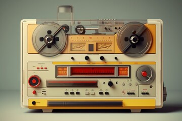 Retro tape recorder. Audio player. Generate Ai
