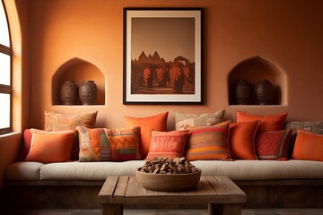 Terracotta Pillow Sunken Living Room Concepts: Embracing Warm Ambiance
