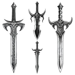 vector sword icons set - obrazy, fototapety, plakaty