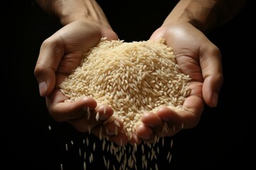 Rice hands grains food. Meal nutrition. Generate Ai